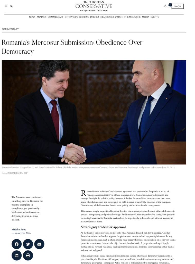 https://europeanconservative.com/articles/commentary/romanias-mercosur-submission-obedience-over-democracy/